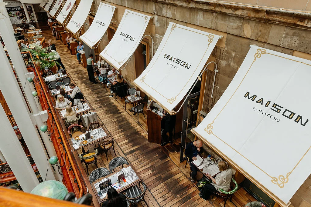 Maison by Glaschu — bar and palm vignette, Princes Square Glasgow